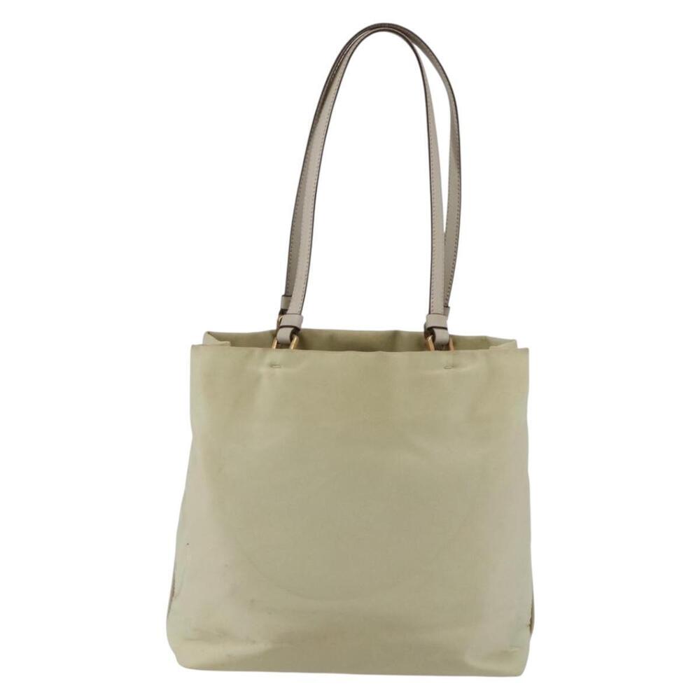 PRADA Tote Bag Nylon Ivory Gold Auth 147996 - Picture 2 of 16
